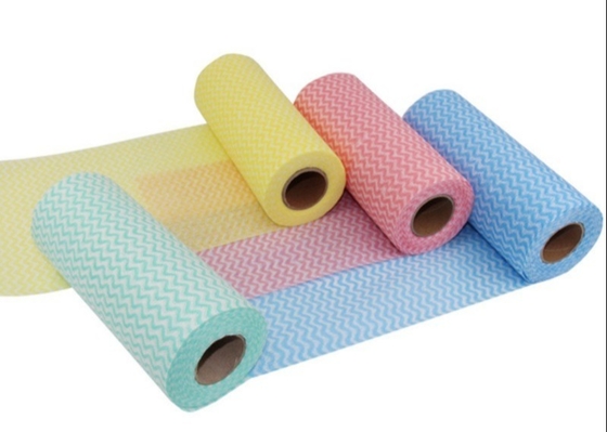Jacquard / Mesh Spunlace Nonwoven Fabric Wiping Paper Roll For Industrial